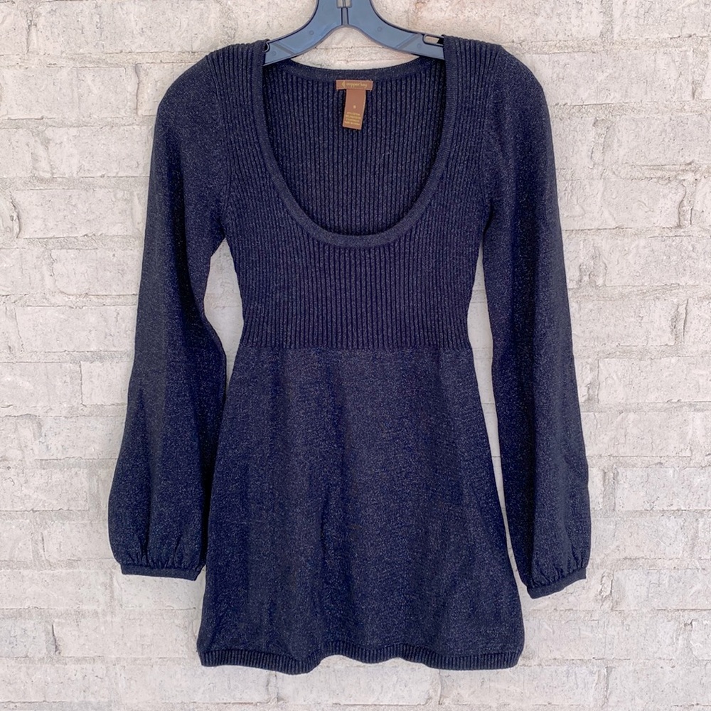 Copper Key black fit and flare bell sleeve sweater tunic dress. Size S